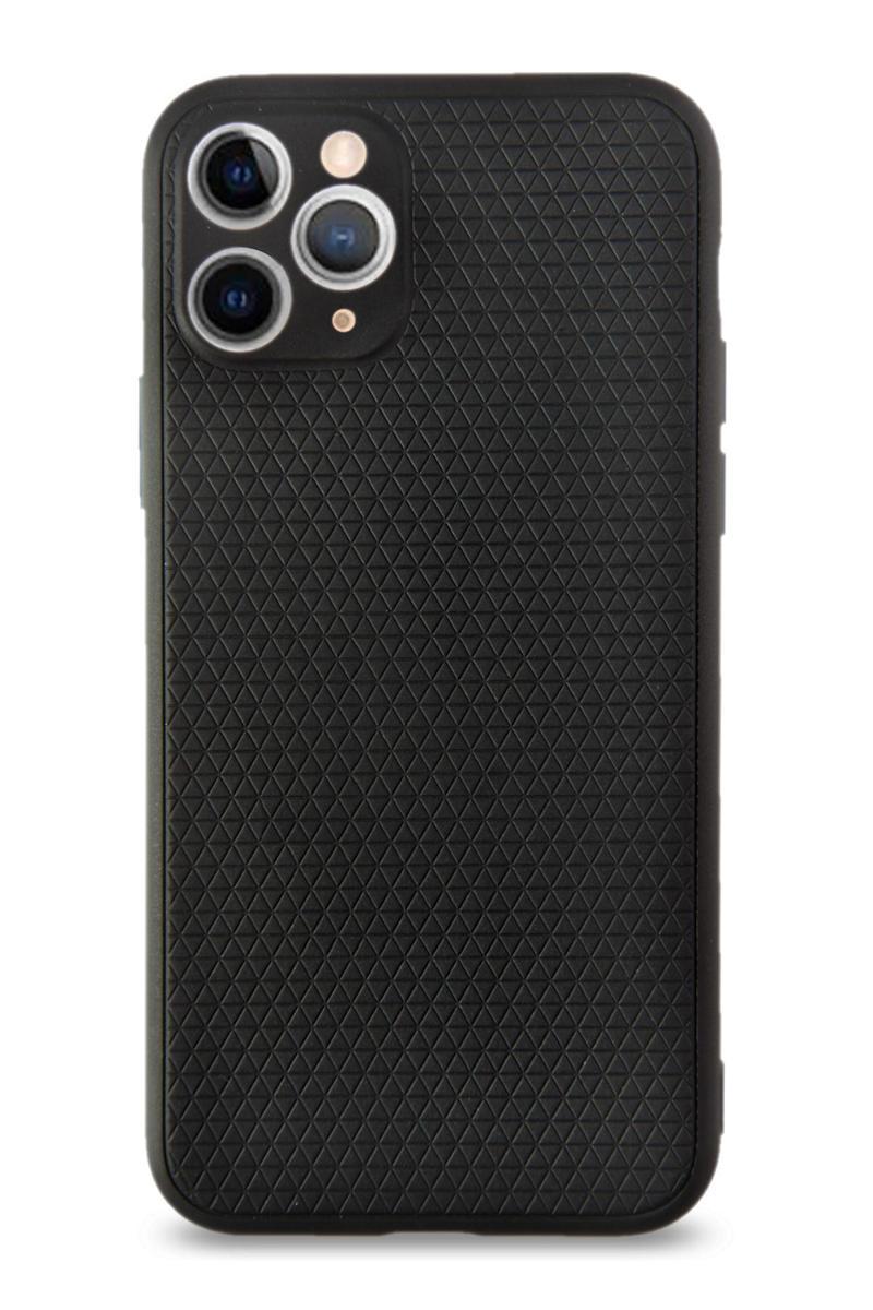 KZY İletişim Apple iPhone 11 Pro Kılıf Yumuşak Silikon Prizma Desenli Arka Kapak - Siyah