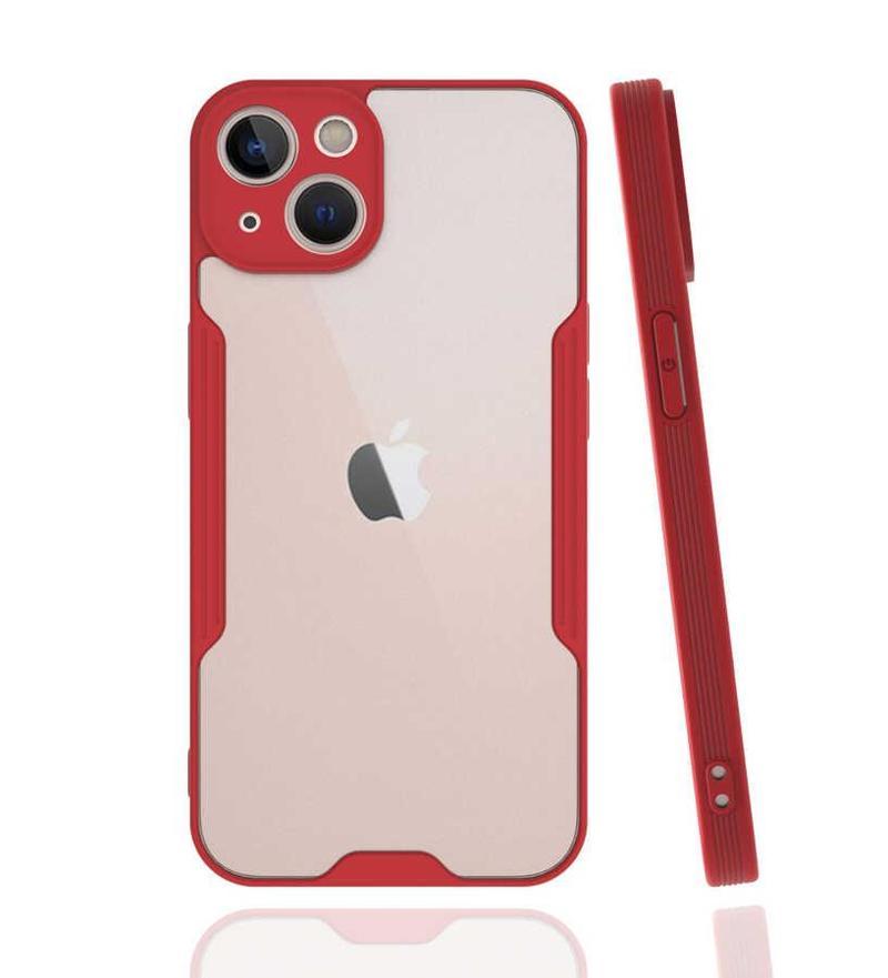 KZY İletişim Apple iPhone 14 ile Uyumlu Kılıf Kamera Korumalı Colorful Silikon Kapak - Kırmızı
