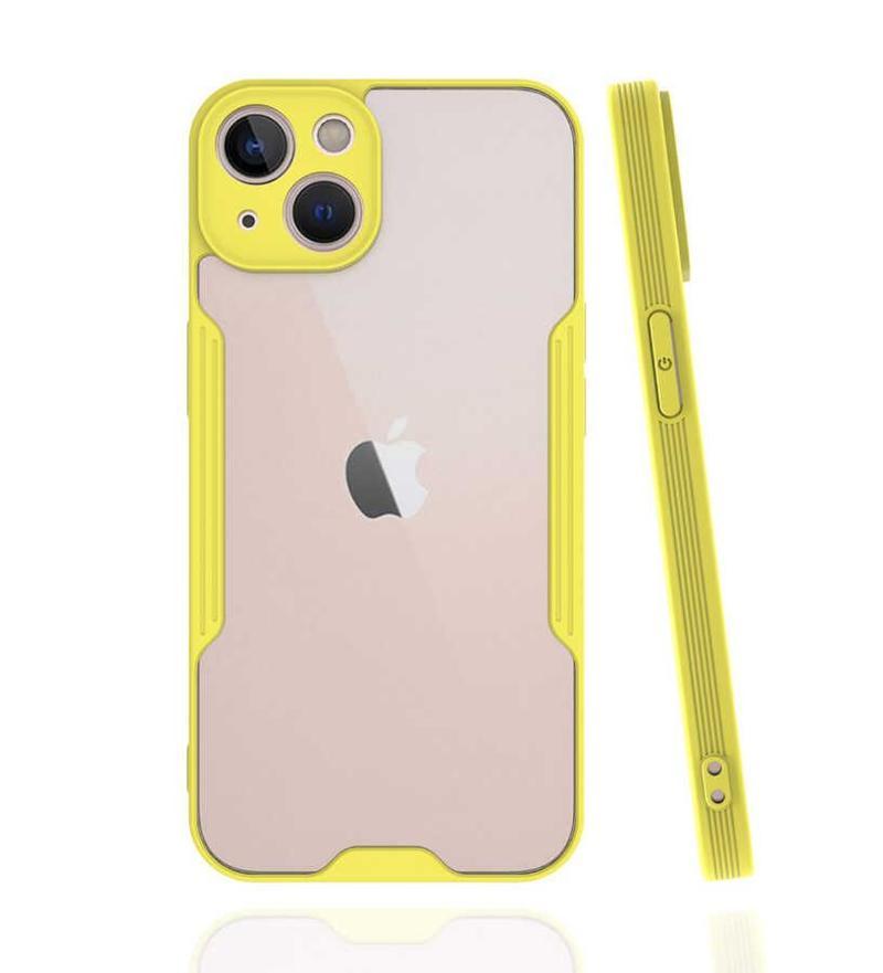 Kılıfmania Apple iPhone 14 ile Uyumlu Kılıf Kamera Korumalı Colorful Silikon Kapak - Sarı
