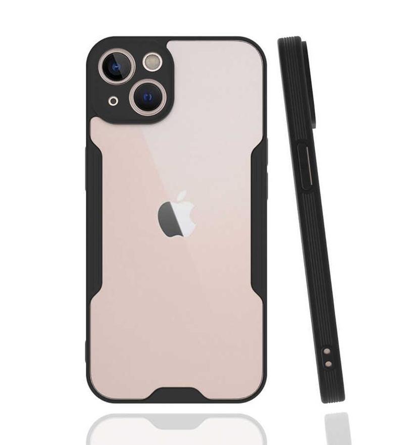 Kılıfmania Apple iPhone 14 ile Uyumlu Kılıf Kamera Korumalı Colorful Silikon Kapak - Siyah
