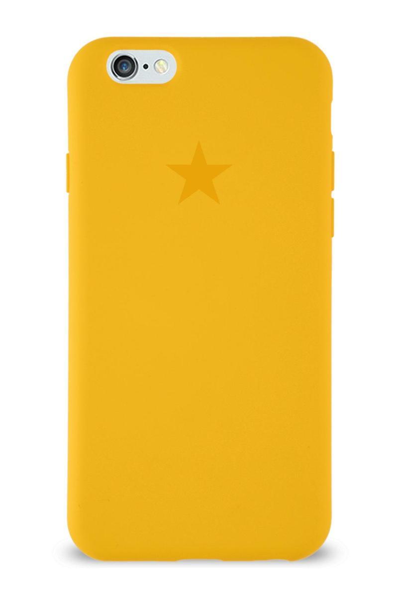 KZY İletişim Apple iPhone 6 Kapak Yıldız Logolu İçi Kadife Lansman Silikon Kılıf - Sarı