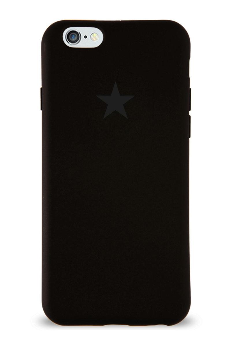 KZY İletişim Apple iPhone 6 Kapak Yıldız Logolu İçi Kadife Lansman Silikon Kılıf - Siyah