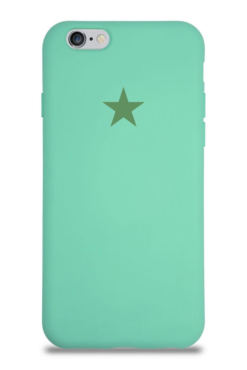 Kılıfmania Apple iPhone 6 Kapak Yıldız Logolu İçi Kadife Lansman Silikon Kılıf - Su Yeşili