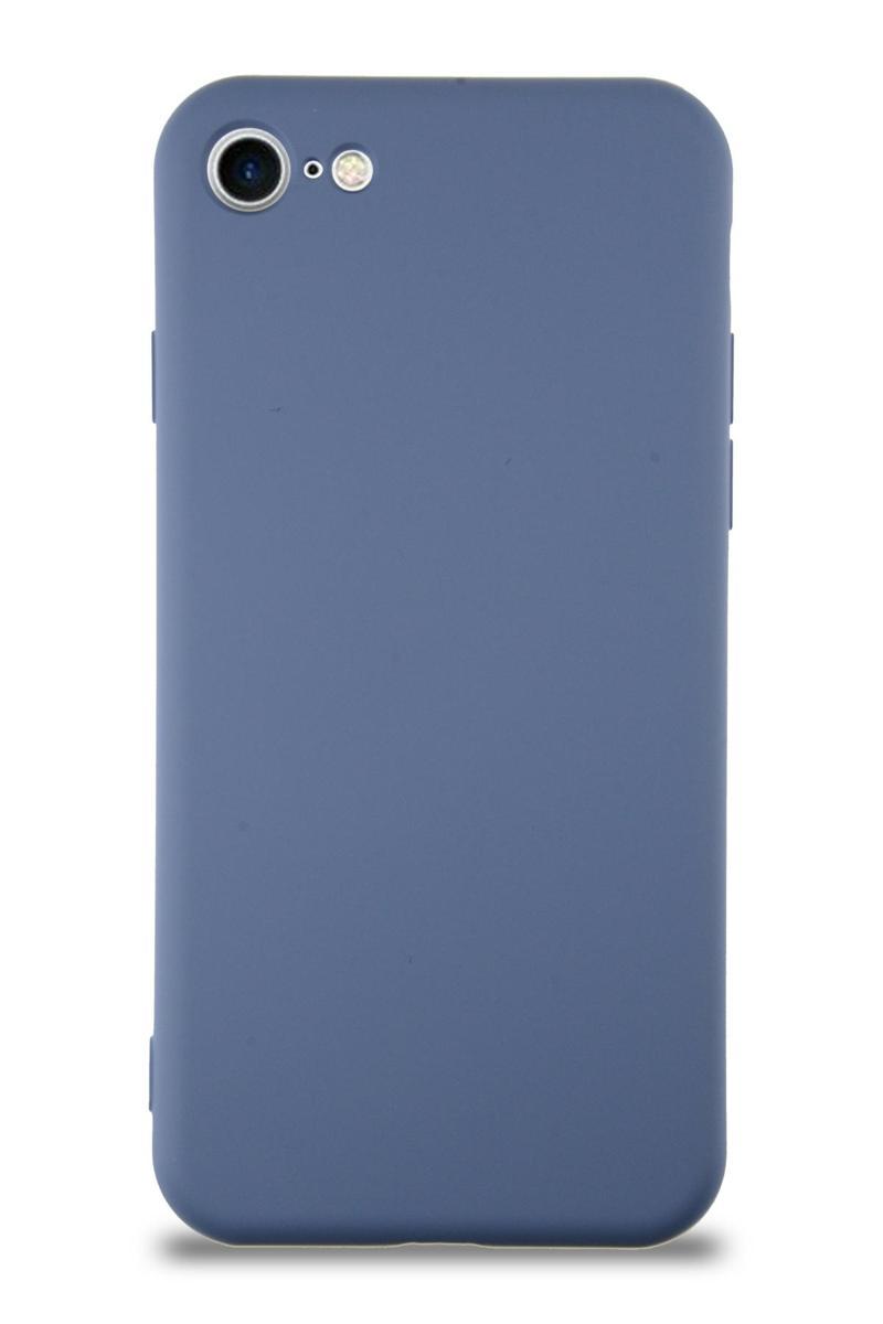 KZY İletişim Apple iPhone 8 Kapak İçi Kadife Kamera Korumalı Lansman Silikon Kılıf - Petrol Mavisi