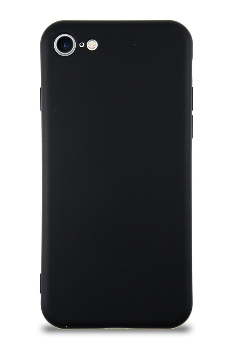 KZY İletişim Apple iPhone 8 Kapak İçi Kadife Kamera Korumalı Lansman Silikon Kılıf - Siyah