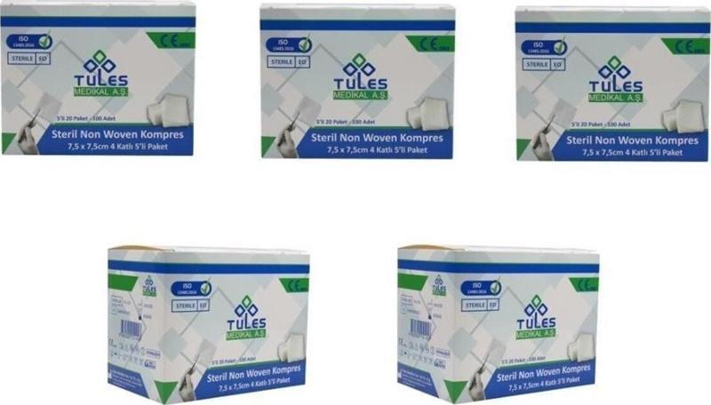 Tules 5 Li Steril Non Woven Kompres Spanç 7,5 X 7,5Cm 500 Adet