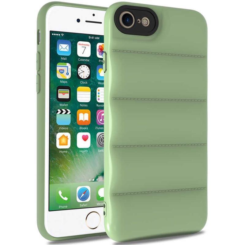 KZY İletişim Apple iPhone 7 Kapak Kamera Korumalı Puf Silikon Kılıf - Açık Yeşil