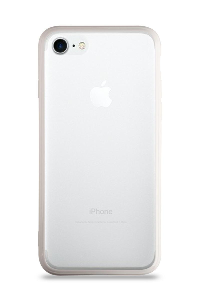 KZY İletişim Apple iPhone 8 Kılıf Kenarları Renkli Silikon Şeffaf Arka Kapak - Beyaz