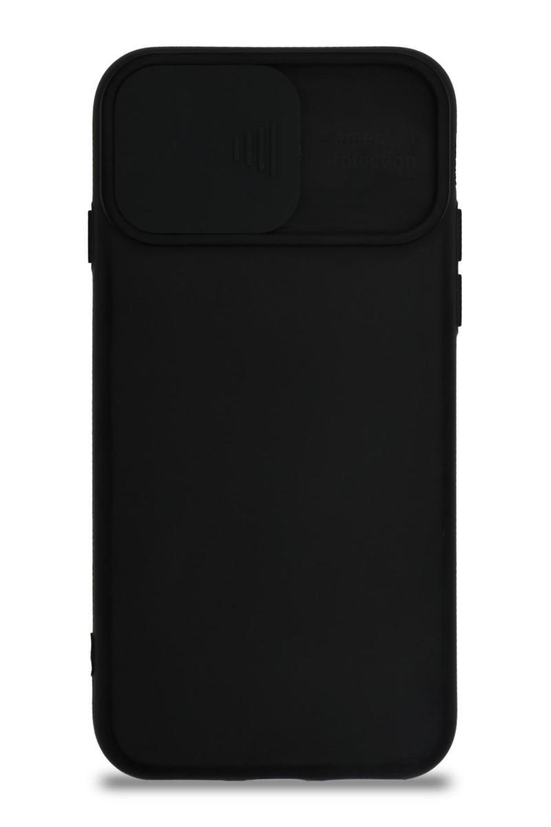 Kılıfmania Apple iPhone 7 Kapak Kamera Korumalı Sürgülü Renkli Silikon Kılıf - Siyah