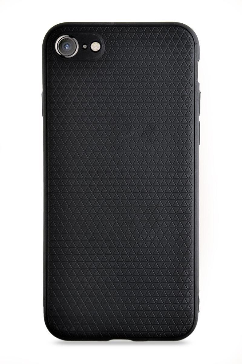 KZY İletişim Apple iPhone 8 Kılıf Yumuşak Silikon Prizma Desenli Arka Kapak - Siyah