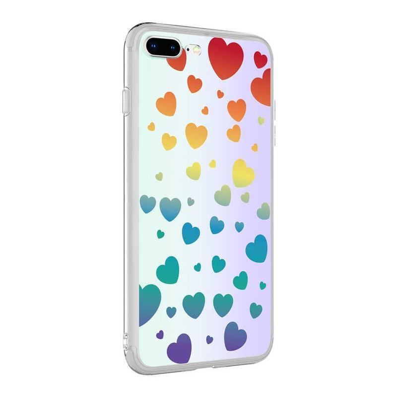 Kılıfmania Apple iPhone 8 Plus Kapak Kalp Desenli Fosforlu Silikon Kılıf