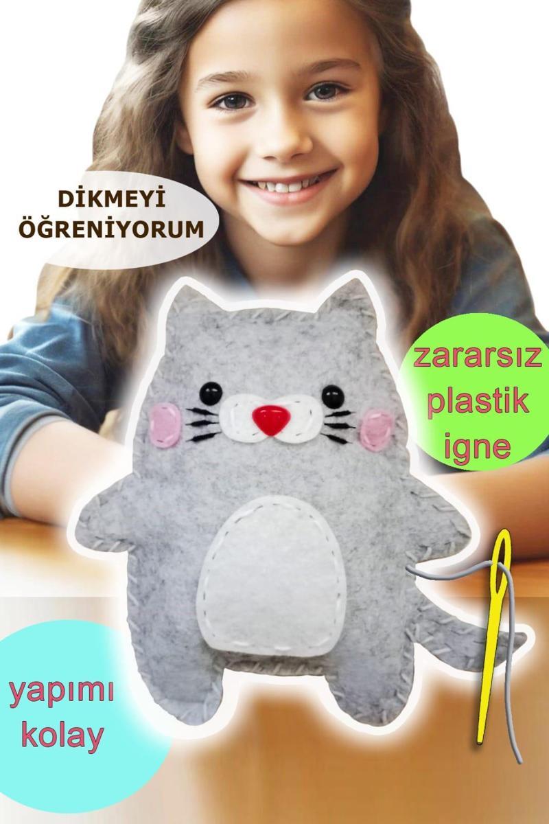 Keçe Oyuncak Dikiş Seti - Minik Kedi yaratıcı eğitici  oyuncak , Kendin yap keçe pelüş oyuncak