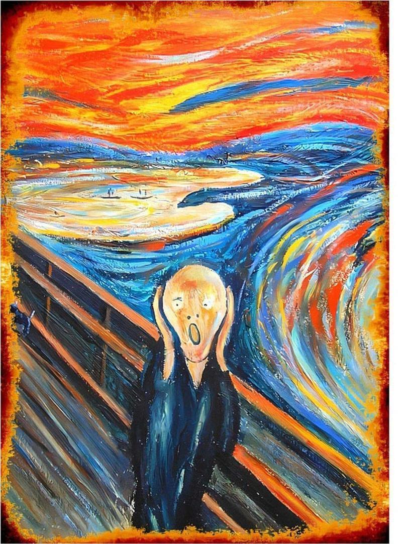 Munch Scream Çığlık Modern Ahşap Tablo 35 cm x 50 cm