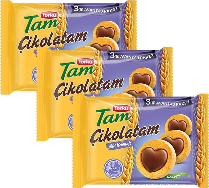 Tam Çikolatam Süt Kremalı Bisküvi 249 gr x 3 Adet