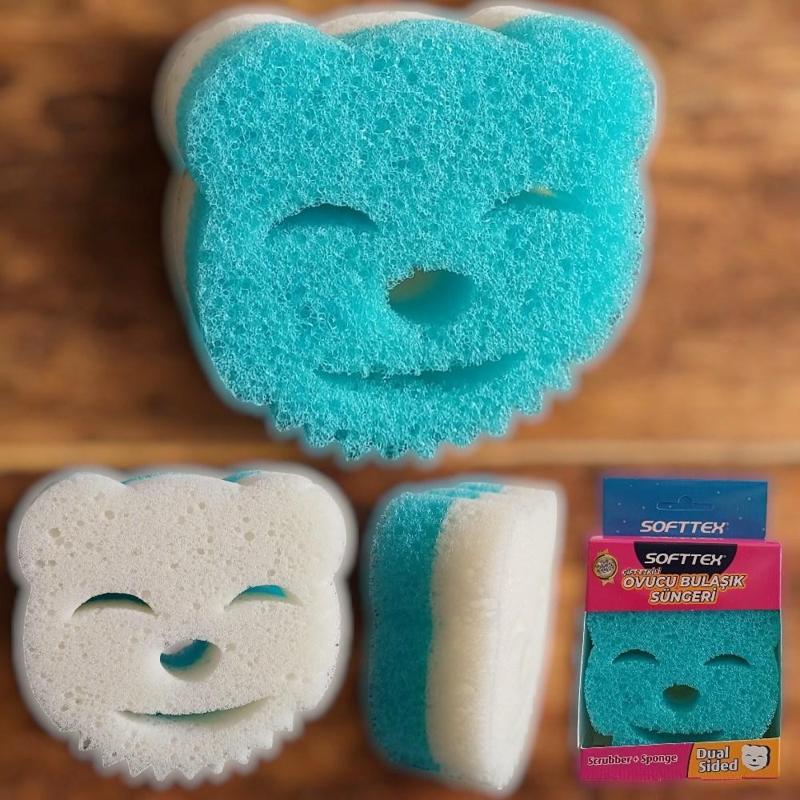 Softtex Scrubber Sponge Bulaşık Süngeri Çift Taraflı Çizmez Uzun Kullanım Ömürlü