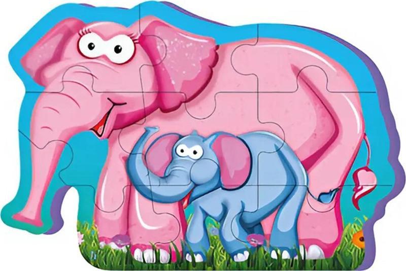 Büyük Manyetik Puzzle Sevimli Filler Oyuncak Yapboz Pembe