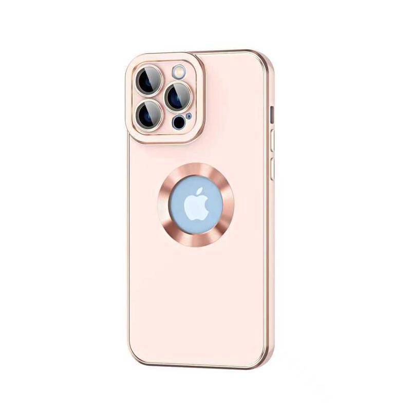 Kılıfmania Apple iPhone 13 Pro Max Kapak Mercek Korumalı Logo Gösteren Tasarım Silikon Kılıf - Rose Gold