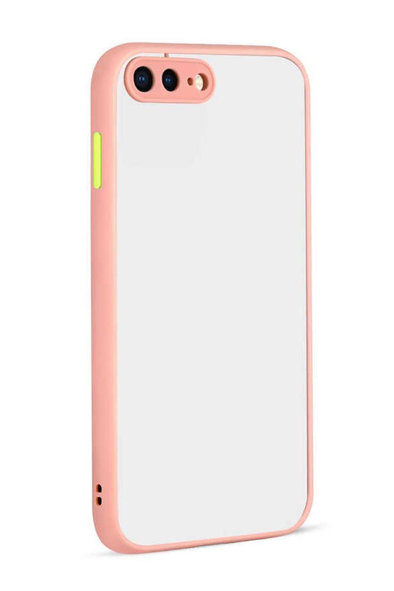 KZY İletişim Apple iPhone 7 Plus Kılıf Kamera Korumalı Tuşları Renkli Mat Arka Kapak - Pudra