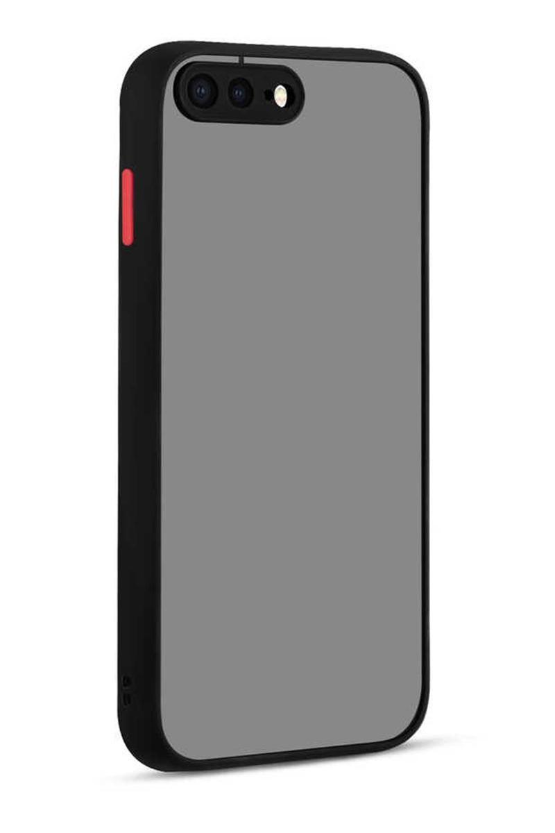 KZY İletişim Apple iPhone 7 Plus Kılıf Kamera Korumalı Tuşları Renkli Mat Arka Kapak - Siyah