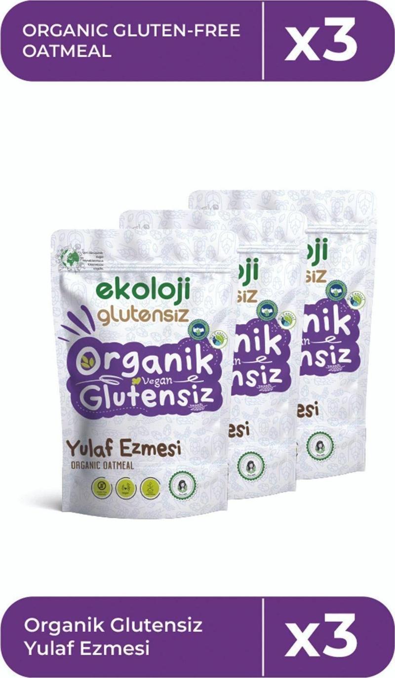 Organik Glutensiz Yulaf Ezmesi 300 Gr 3 Lü Paket   Organic Gluten Free Oatmeal 300 Gr 3 Pack