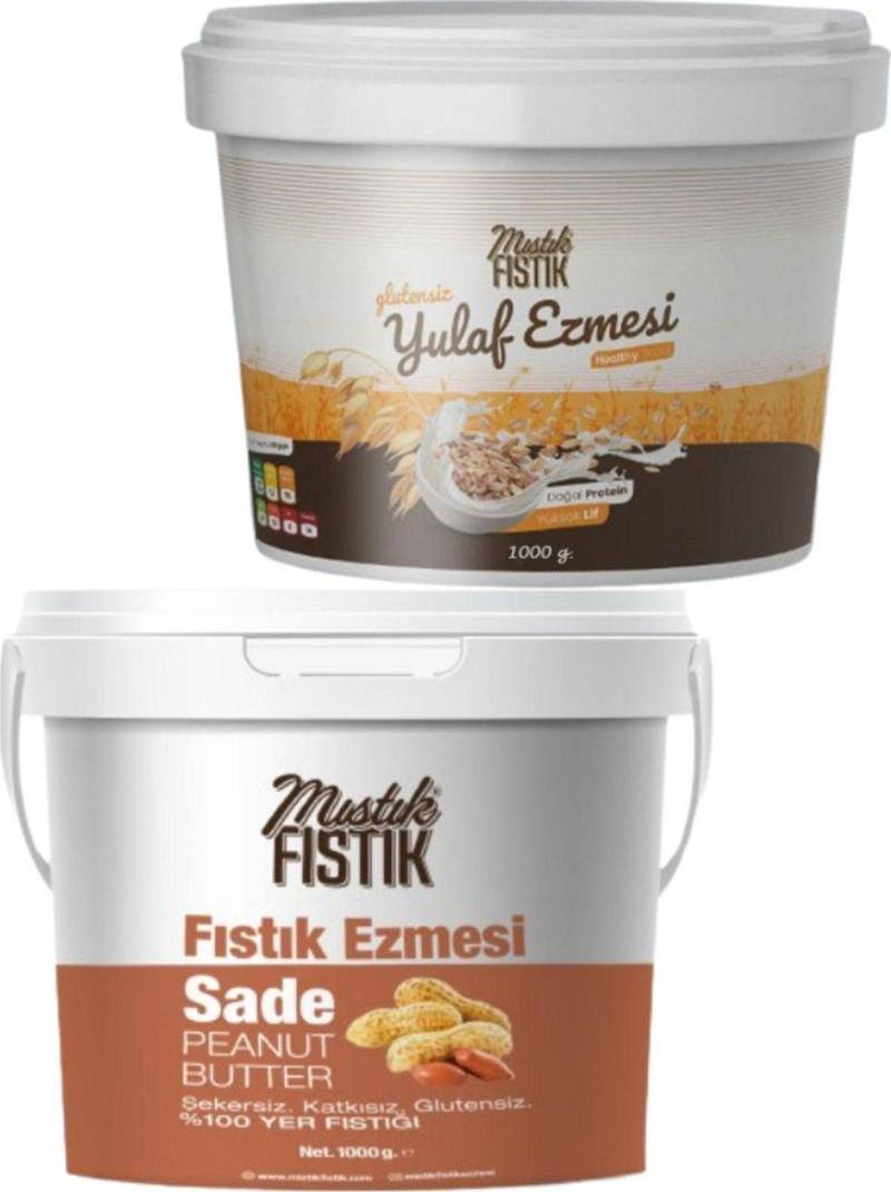 1 Kg %100 Fıstık Ezmesi + 1 Kg Yulaf Ezmesi Doğal Protein (Katkısız - Şekersiz)