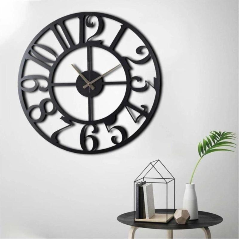 Dekoratif Metal Saat Tablo Rustik Retro Kanvas Duvar Saati 42Cm