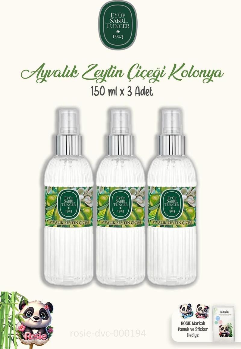 3'lü Eyüp Sabri Tuncer Ayvalık Zeytin Çiçeği Kolonyası 150 ml ve ROSIE Pamuk