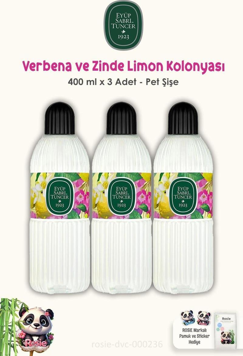 3 Adet Verbena & Zinde Limon Kolonyası 400 ml ve ROSIE Pamuk