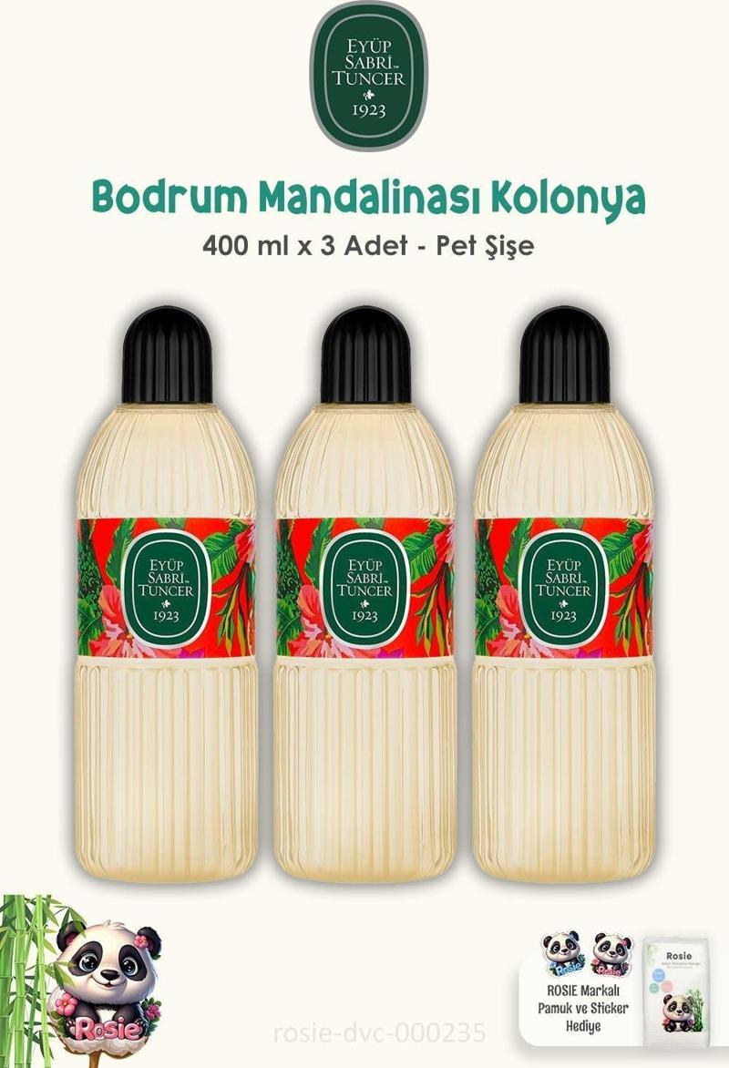 3'lü Bodrum Mandalinası Kolonyası Pet Şişe 400 ml ve ROSIE