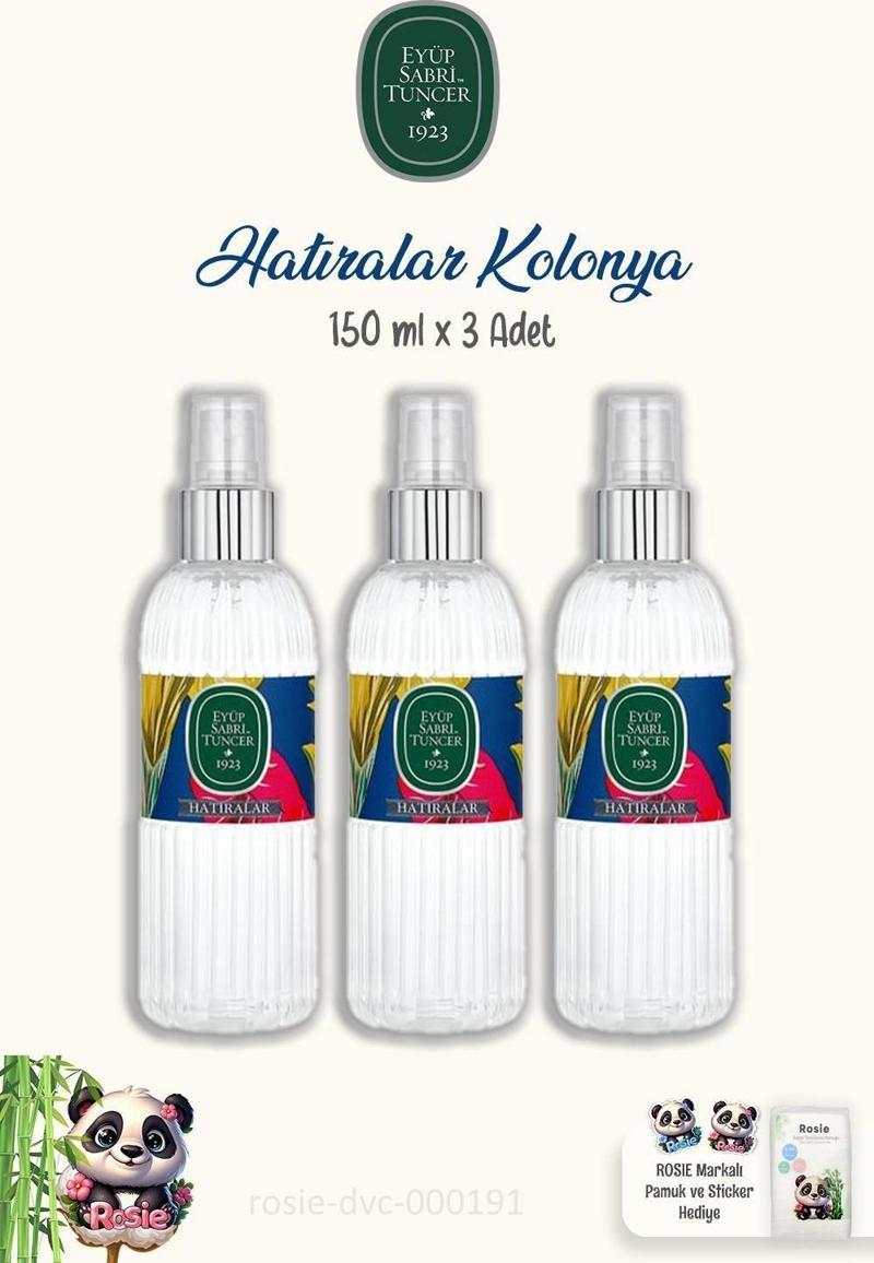 Hatıralar Kolonya Sprey 150 ml 3 Adet ve %100 Pamuk ROSIE