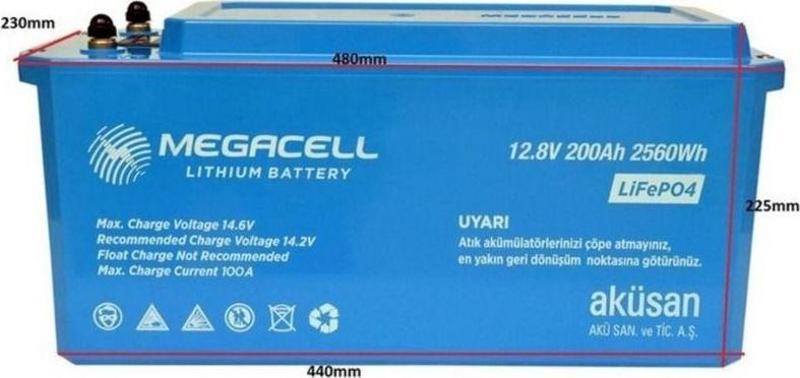 12.8V 200Ah Lifepo4 Lityum Demir Fosfat Akü Bluetooth - Lityum Akü