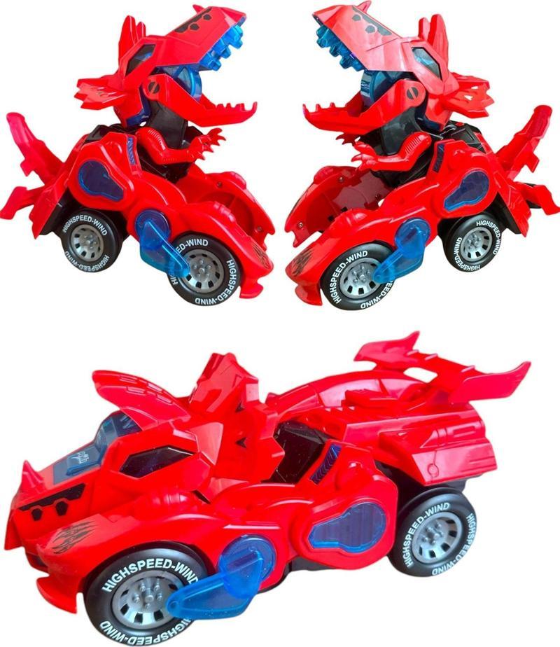 Trex Dinazor Figür Araba Sesli Işıklı Pilli Müzikli  Transformers Robot Dinozor 20Cm