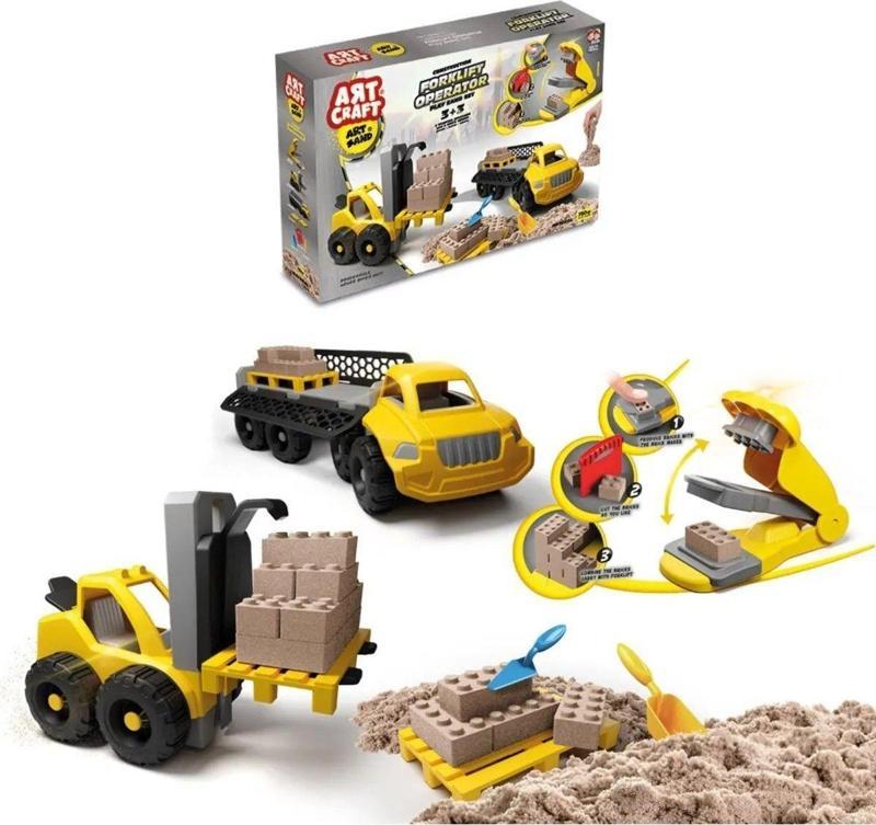 Forklift Operatör Kum Seti (750 Gr.) - Art Craft Kinetik Kum Seti - Oyun Kumu - Art Sand Kumu