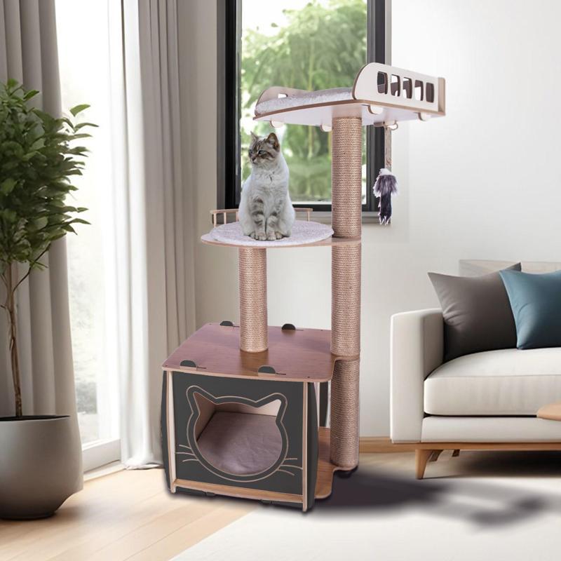 Patihomes XL Lâl Katlı Yataklı Kedi Tırmalama Oyun Evi 