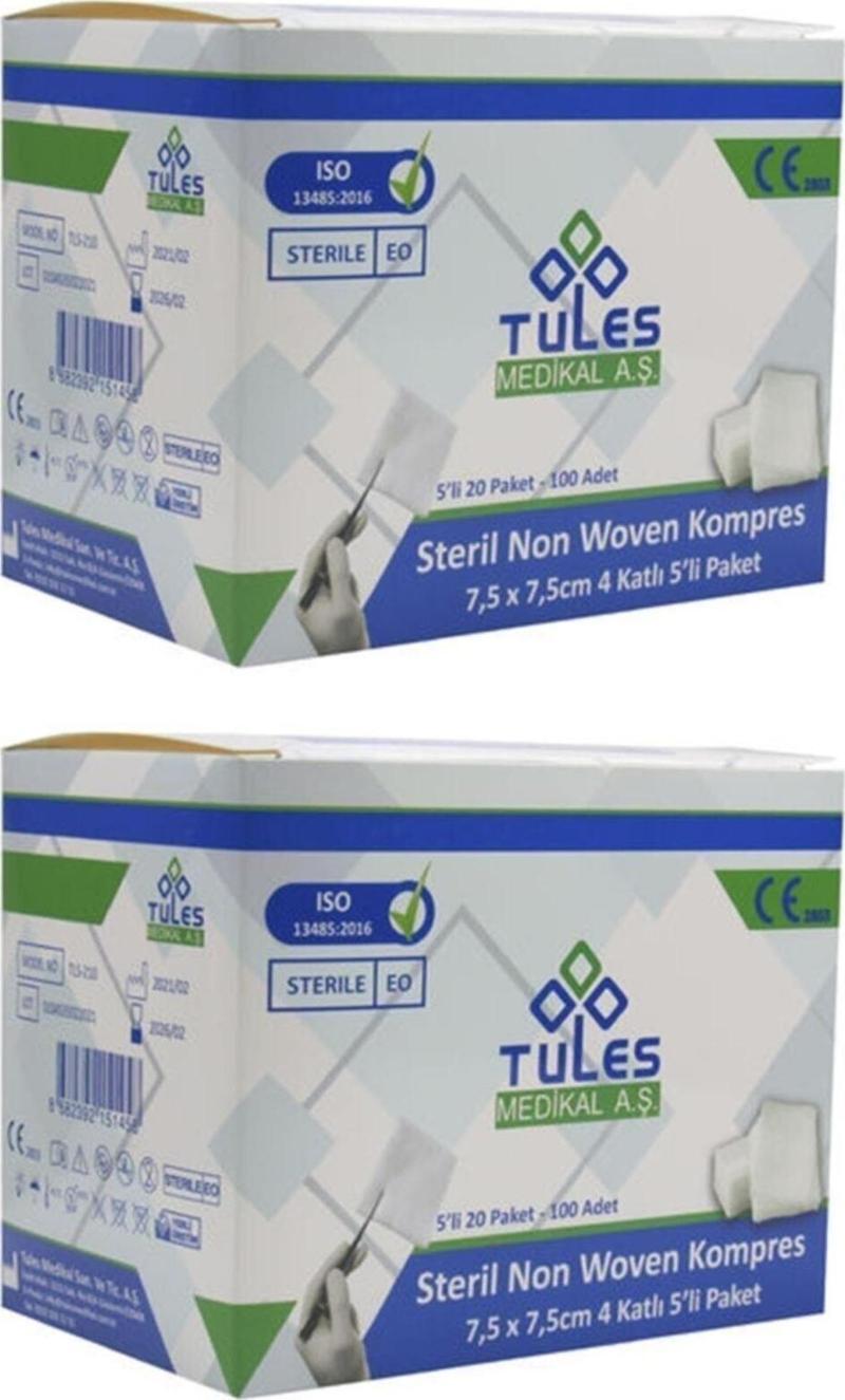 Tules Non-Woven Steril Gazlı Bez Gaz Kompres 7,5 X 7,5Cm 200Adet