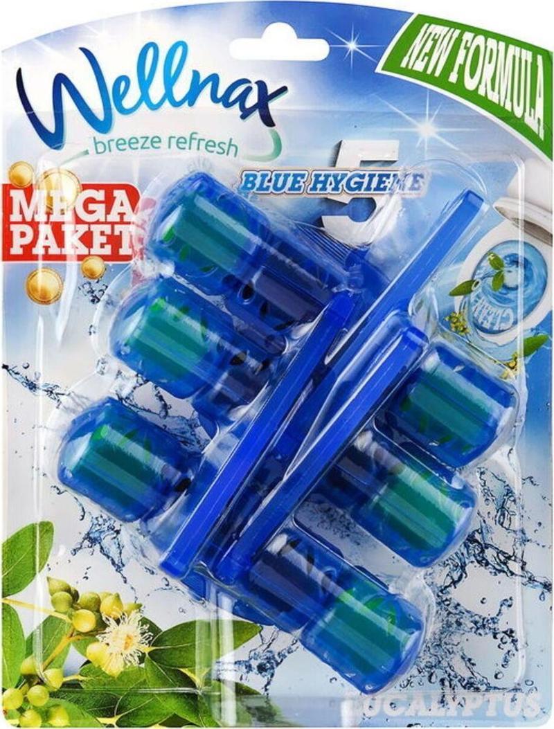 Wellnax Wc Klozet Blok Okaliptus Ferahlığı 3'Lü Mavi Su Paket - Wc Klozet Bloğu Okaliptus Kokulu 3'Lü Mavi S