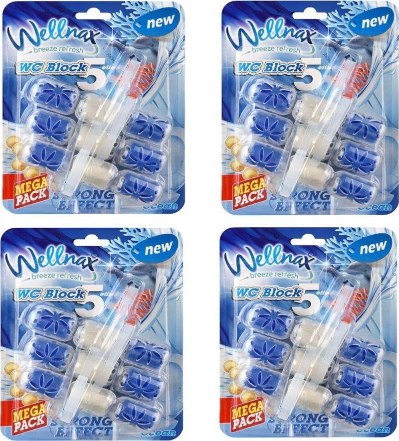 Wellnax Wc Klozet Blok Okyanus Ferahlığı 3'Lü Mega Paket - Wc Klozet Bloğu Okyanus Kokulu 3'Lü Mega Paket X4