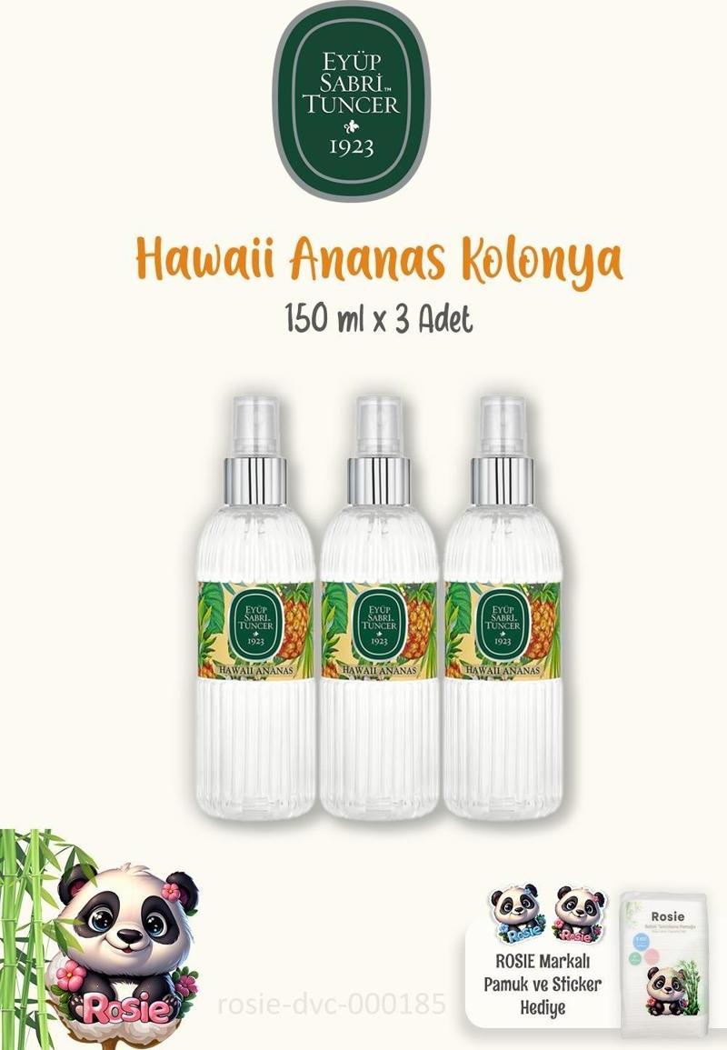 Hawaii Ananas Kolonyası 150 ml 3'lü ve %100 Doğal ROSIE