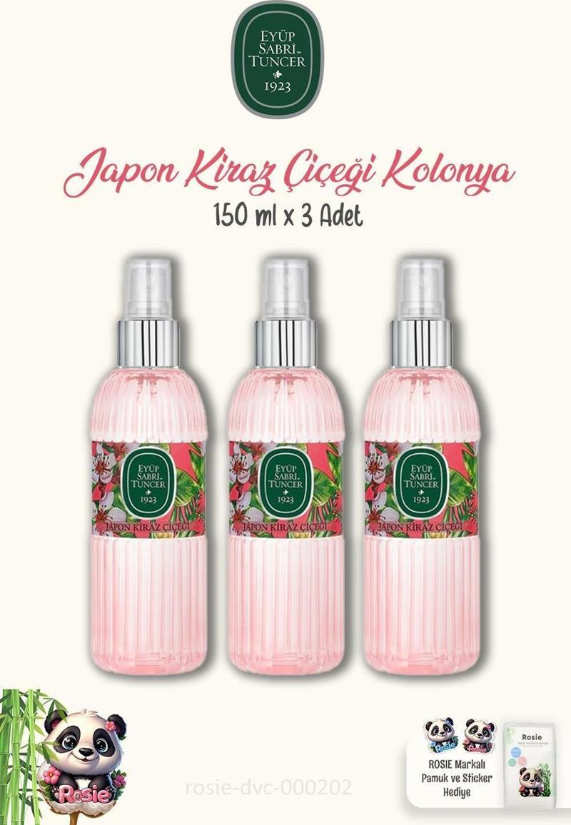 Japon Kiraz Çiçeği Kolonyası 150 ml 3 Adet ve ROSIE Pamuk