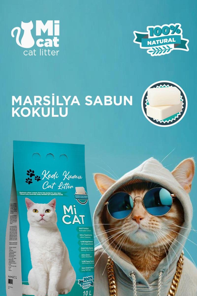 10 Litre Marsilya Sabun Kokulu Kedi Kumu Koku Hapseden Aktif Karbonlu Süper Topaklanan Ve Tozsuz