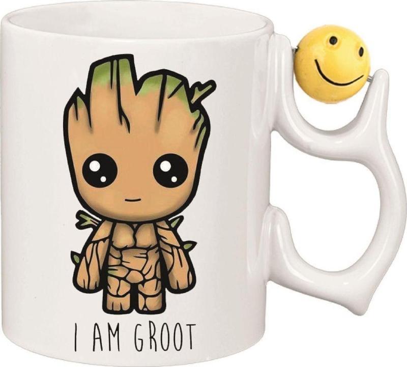 Kişiye Özel I Am Groot Çocuk Emoji Kalp Kulplu Süblimasyon Kaliteli Baskılı Porselen Kupa Bardak Emoji Kulp