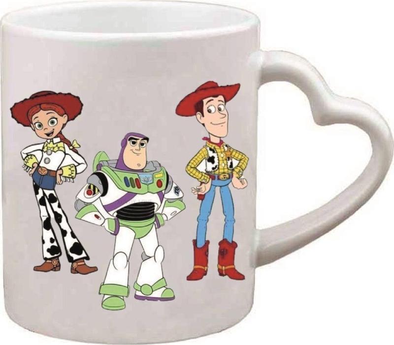 Kişiye Özel Oyuncak Hikayesi Jessie Buzz Woody Kulplu Süblimasyon Baskılı Porselen Kupa Bardak Kalpli