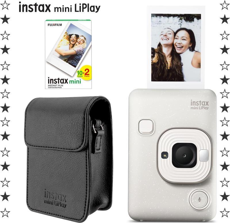 mini LiPlay Hybrid Misty White Fotoğraf Makinesi 20'li Film ve Deri Kılıf Hediye Seti