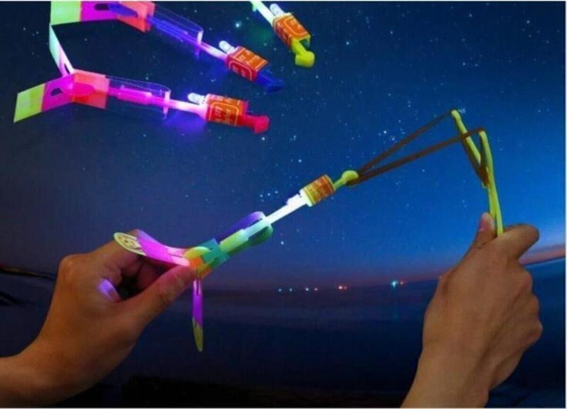Led Işıklı Elastik Sapan Helikopter Mancınık Roket Eğlenceli Oyuncak Yeni Model