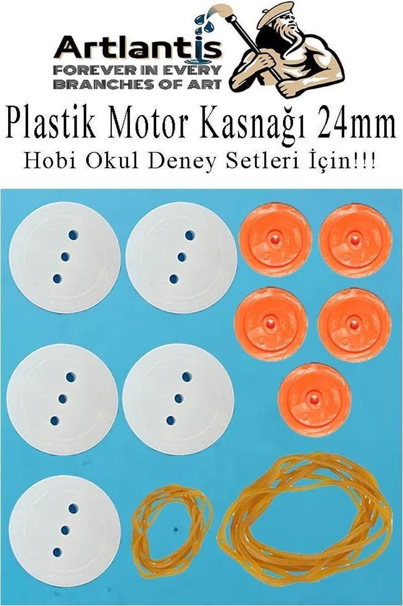 Plastik Kasnak 24mm ve 6.5mm 10 lu 1 Paket Tekerlek Yuvarlak Kasnak Oyuncak Çıkrık Makara Motor Kasnağı Deney Okul Hobi