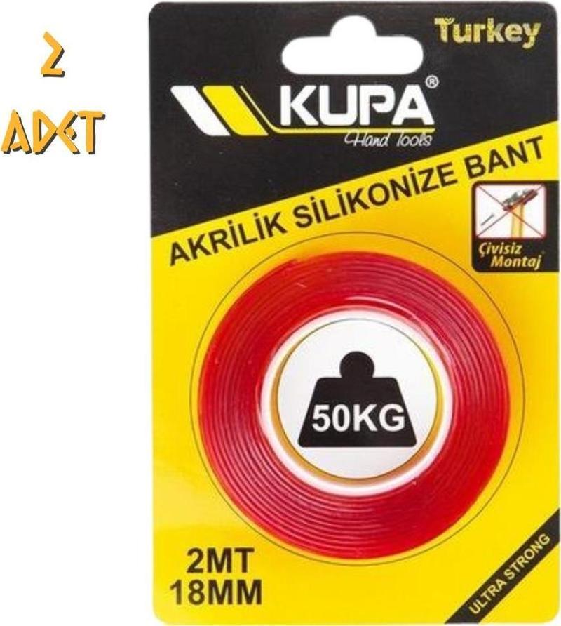 Çift Taraflı Akrilik Silikonize Bant - 18 mm. X 2 mt. - 2 Adet