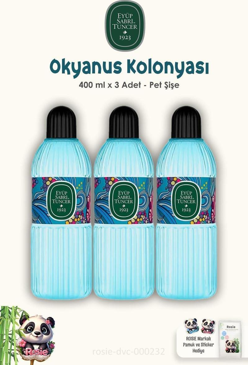 Okyanus Kolonyası Pet Şişe 400 ml  3 Adet ve ROSIE Pamuk 60'lı