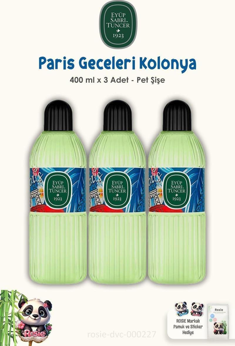 Paris Gecesi Kolonyası 400 ML Pet Şişe 3 Adet ve ROSIE Pamuk