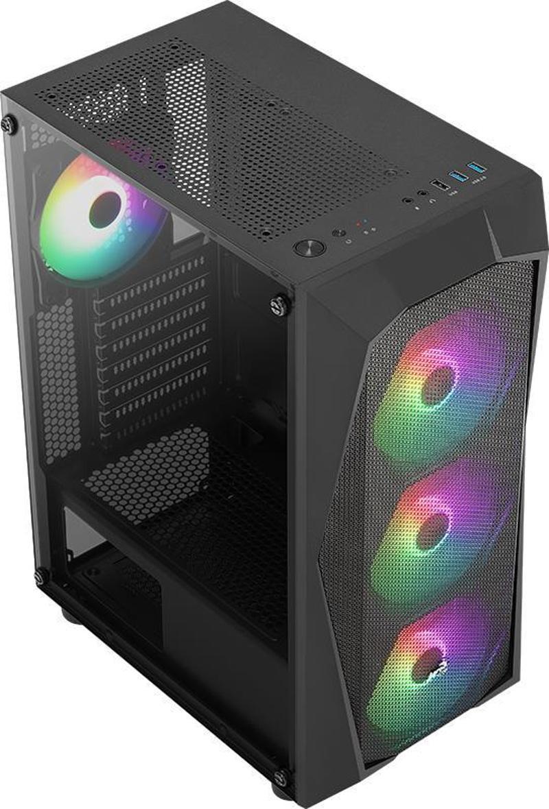 AE-FLC-750BR  750W 80+ BR 4x120mm FRGB USB 3.0 Micro ATX-Mini ITX Siyah Kasa