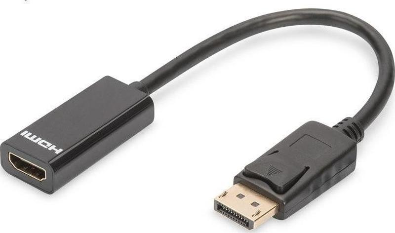 AK-340400-001-S DisplayPort (DP) HDMI DP Erkek - HDMI Tip A Dişi, 0.15 metre, siyah